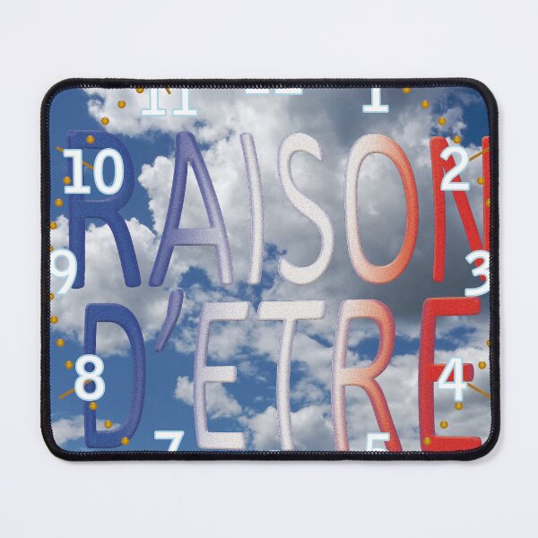 Item preview, “REASON FOR BEING” – French typography in blue, white, and red (HRS) designed and sold by Alan-David.