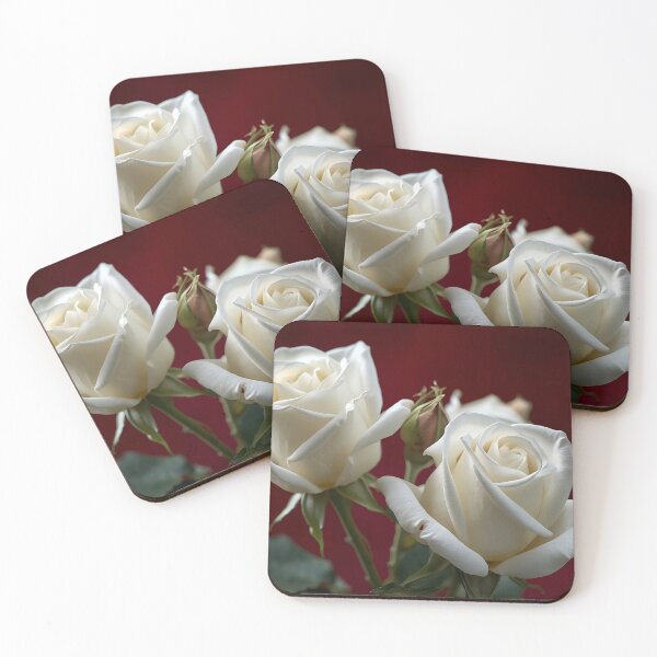 Item preview, White roses in red backdrop designed and sold by Marjudi77.