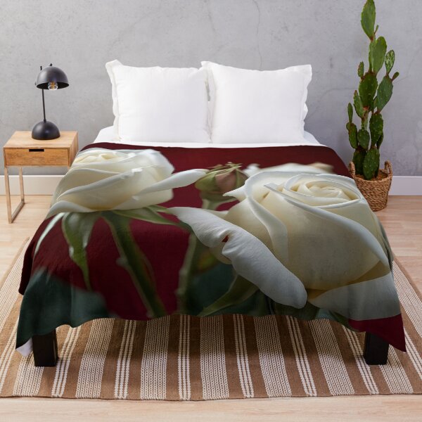 Item preview, White roses in red backdrop designed and sold by Marjudi77.