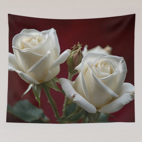 Item preview, White roses in red backdrop designed and sold by Marjudi77.