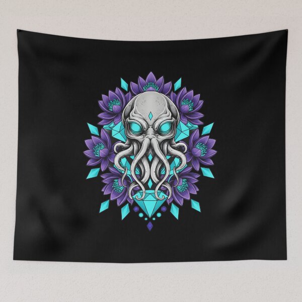 Item preview, Cthulhu Mandala – Cosmic Octopus with Lotus & Crystals designed and sold by YYoYY.