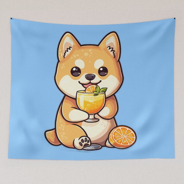 Item preview, Cute Shiba Inu Enjoying an Orange Spritz designed and sold by Beachy Beasts.