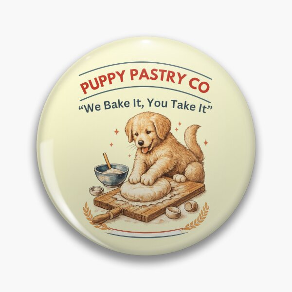 Artikelvorschau, Puppy Pastry Co. – Wir backen es, Sie nehmen es mit – Retro-Hundebäckerei entworfen und verkauft von PrintHorizonD.