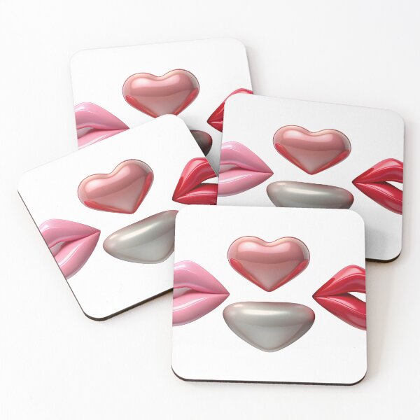 Item preview, Vibrant lips and heart shapes in pink, red, and white hues designed and sold by Creative88Art.