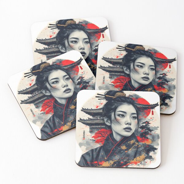 Item preview, Sumi-E Inspired Geisha Japanese ink Art designed and sold by Neer arts.
