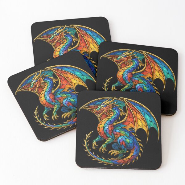 Item preview, Mythical Stained Glass Colorful Dragon Art designed and sold by TeeARTHY.