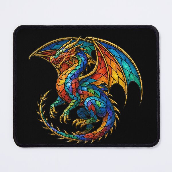 Item preview, Mythical Stained Glass Colorful Dragon Art designed and sold by TeeARTHY.