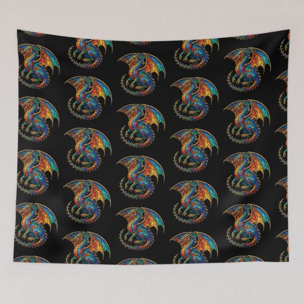 Item preview, Mythical Stained Glass Colorful Dragon Art designed and sold by TeeARTHY.