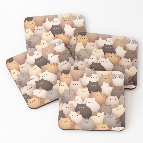 Item preview, Cute Kawaii Cat Pile – Neutral Earth Tones designed and sold by v1per4ever.