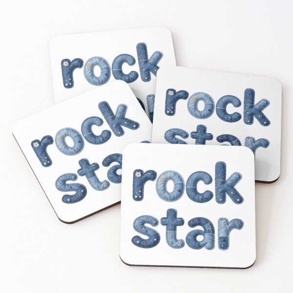 Item preview, ROCK STAR - IN DENIM FAUX LETTERING designed and sold by AlexOBrienArt.