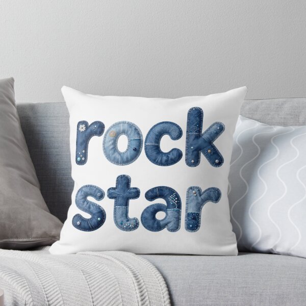 Item preview, ROCK STAR - IN DENIM FAUX LETTERING designed and sold by AlexOBrienArt.