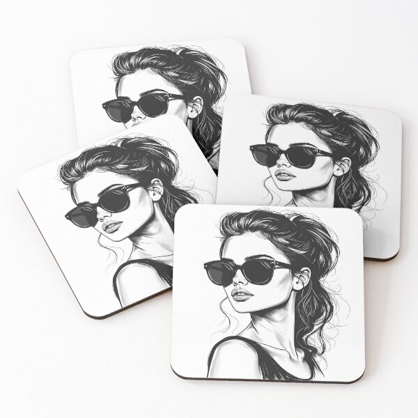 Item preview, Young woman with sunglasses, long hair, messy braid designed and sold by LiskoDesign.