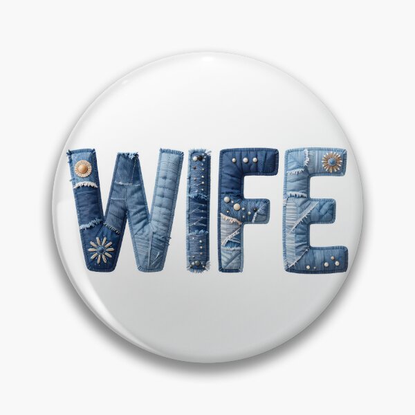 Item preview, WIFE - IN DENIM FAUX LETTERING designed and sold by AlexOBrienArt.