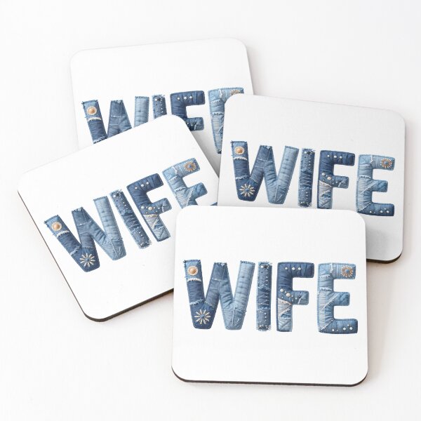 Item preview, WIFE - IN DENIM FAUX LETTERING designed and sold by AlexOBrienArt.