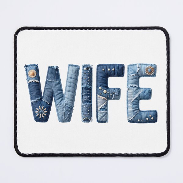Item preview, WIFE - IN DENIM FAUX LETTERING designed and sold by AlexOBrienArt.