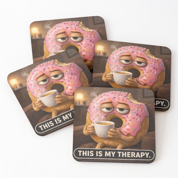 Item preview, This Is My Therapy – Funny Donut and Coffee 3D Comfort Humor designed and sold by ComedyInkFactor.
