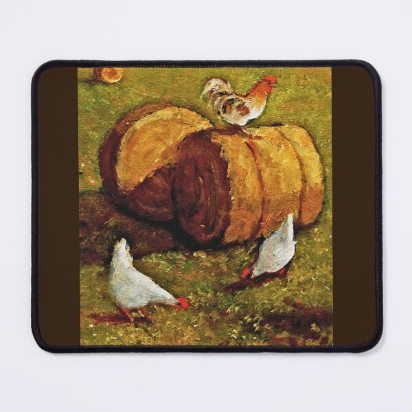 Item preview, Chickens in Hay Field, Bales, Country Scene Painting designed and sold by JoyfulWhimsy.