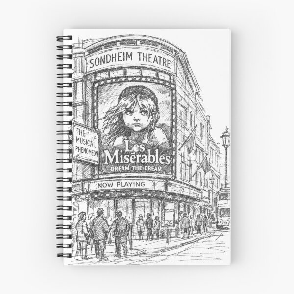 Item preview, Les Misérables at the Sondheim Theatre – Hand-Drawn London Musical Illustration designed and sold by Studio Ovation.