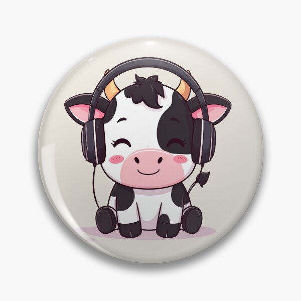 Item preview, Cute cow listening to music with headphones, kawaii designed and sold by LiskoDesign.