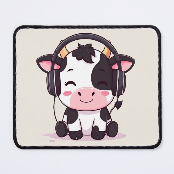 Item preview, Cute cow listening to music with headphones, kawaii designed and sold by LiskoDesign.