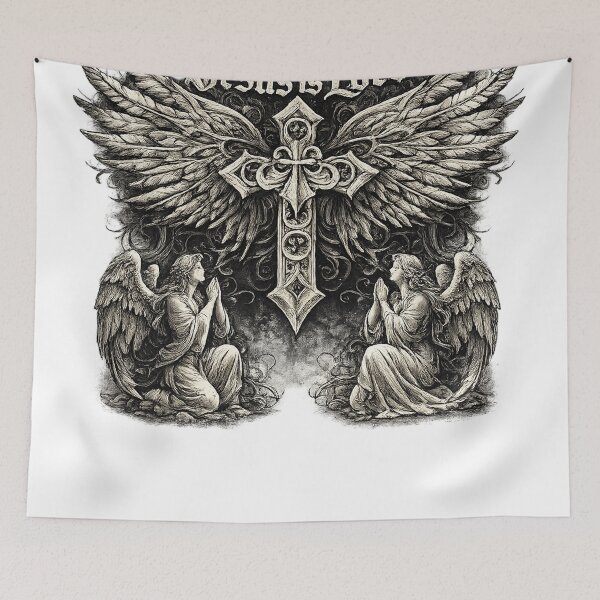 Item preview, Affliction inspired Christian Gothic Angels and cross "Jesus is Lord" designed and sold by Zachary Jack Antoinette.