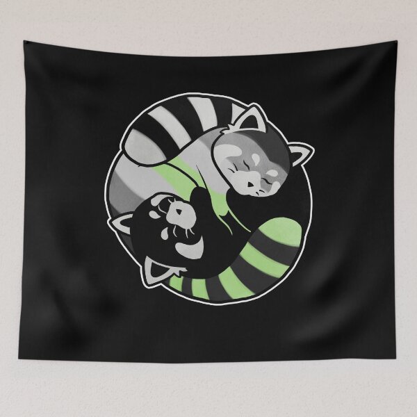 Item preview, Agender Red Panda Yin Yang LGBT Pride Flag designed and sold by Clara Hollins.