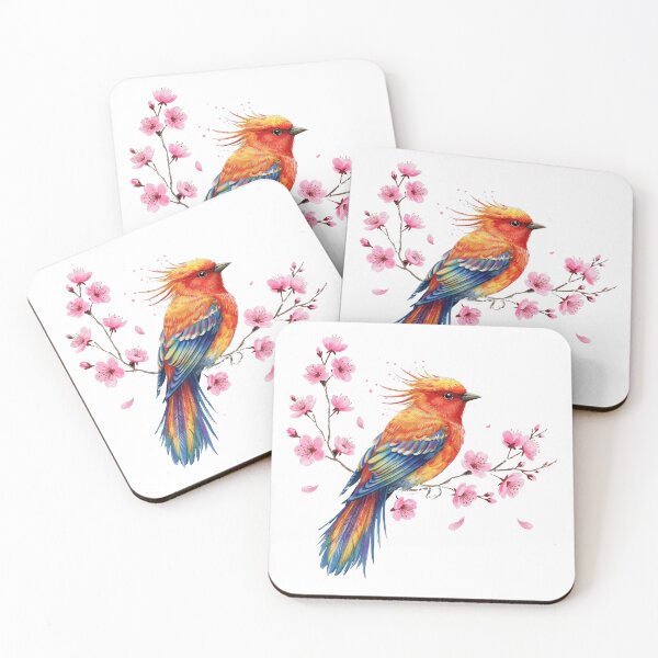 Item preview, Vibrant Phoenix Bird with Pink Cherry Blossoms designed and sold by TeeARTHY.
