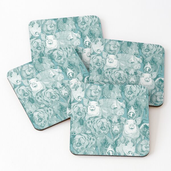 Item preview, just pigs viridian turquoise designed and sold by scrummy.