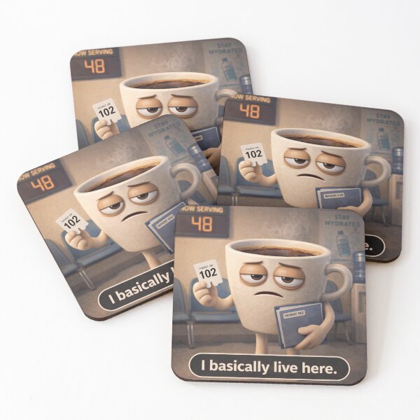 Item preview, I Basically Live Here – Funny Coffee Waiting Room 3D Humor designed and sold by ComedyInkFactor.