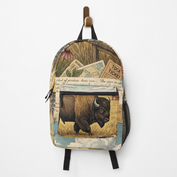 Item preview, Bison walking through golden prairies beside rustic breakfast designed and sold by CoffeeinBloom.