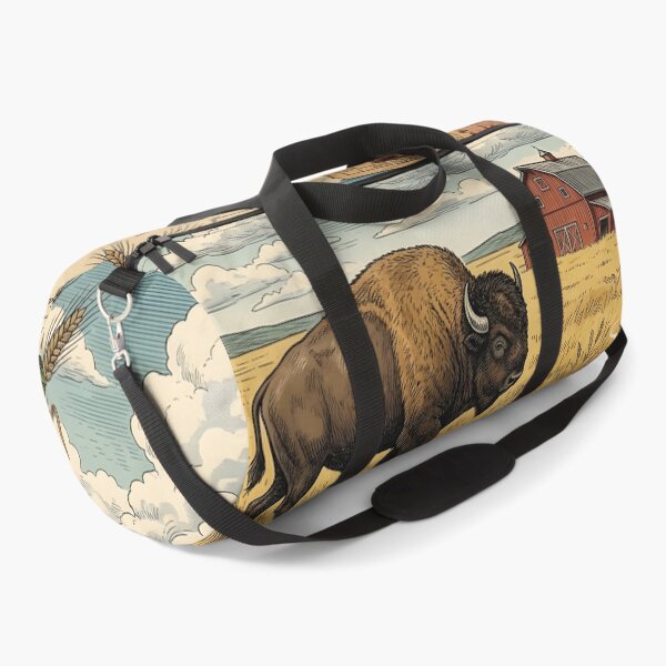Item preview, Bison walking through golden prairies beside rustic breakfast designed and sold by CoffeeinBloom.
