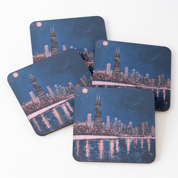 Item preview, Chicago Skyline – Minimalist Moonlit Reflections designed and sold by SkylineVistas Designs.