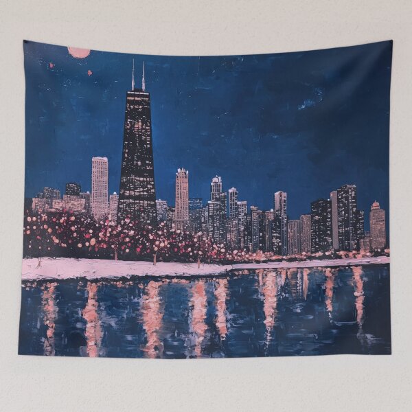 Item preview, Chicago Skyline – Minimalist Moonlit Reflections designed and sold by SkylineVistas Designs.