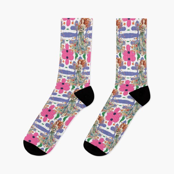 Item preview, Serene Spring Bloom: Watercolor Maiden with Geometric Harmony designed and sold by VibranPalette.