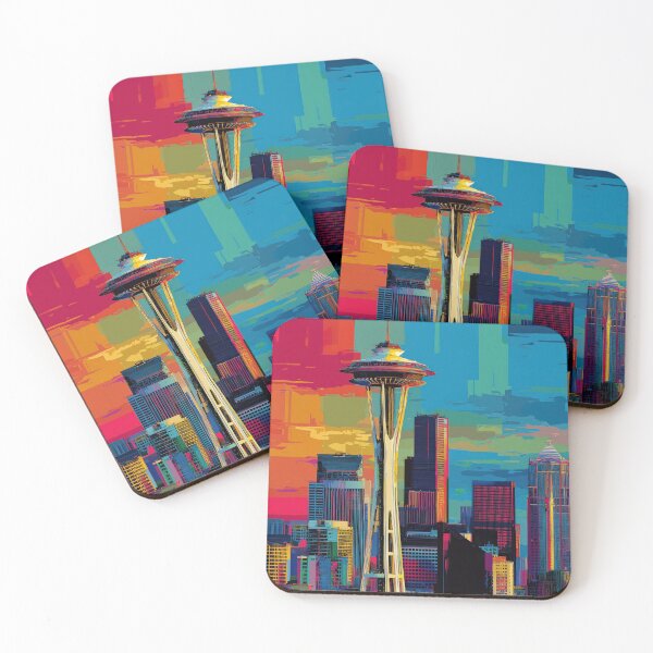 Item preview, Seattle Pop Art Skyline – Chromatic Blocks designed and sold by SkylineVistas Designs.