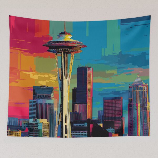 Item preview, Seattle Pop Art Skyline – Chromatic Blocks designed and sold by SkylineVistas Designs.