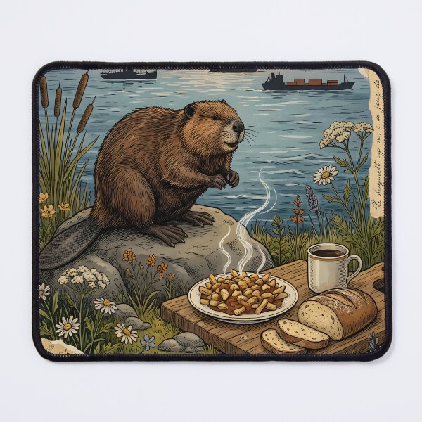 Item preview, Beaver watches Lawrence River as breakfast steams quietly designed and sold by CoffeeinBloom.