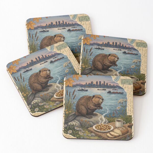 Item preview, Beaver watches Lawrence River as breakfast steams quietly designed and sold by CoffeeinBloom.