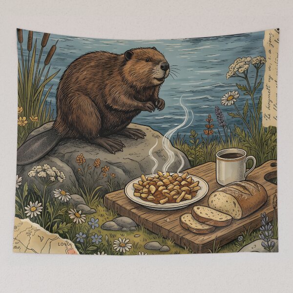 Item preview, Beaver watches Lawrence River as breakfast steams quietly designed and sold by CoffeeinBloom.