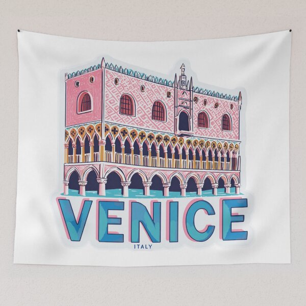 Item preview, Venice Italy Doge's Palace Pink Gothic Architecture Travel Sticker designed and sold by Blurbean.