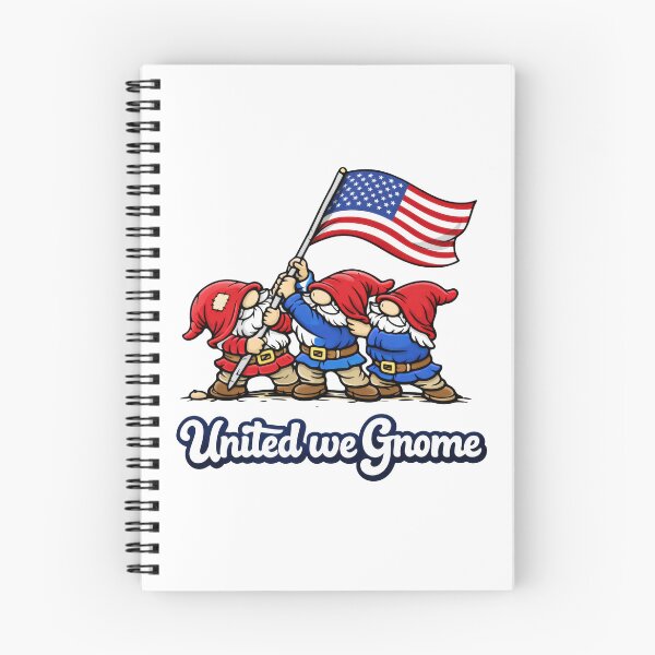 Artikelvorschau, Vereint sind wir Gnome – Patriotische Gnome hissen die amerikanische Flagge entworfen und verkauft von Moriarty's Digital Visions.