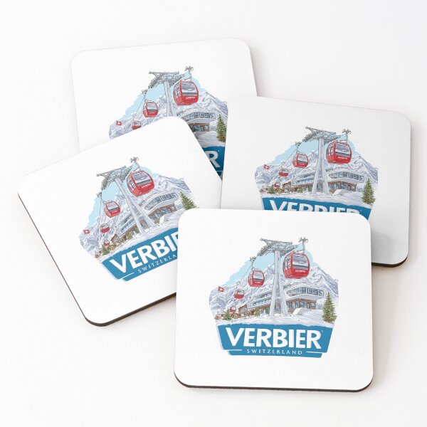 Item preview, Verbier Switzerland Red Cable Car Alpine Ski Resort Mountain Sticker designed and sold by Blurbean.