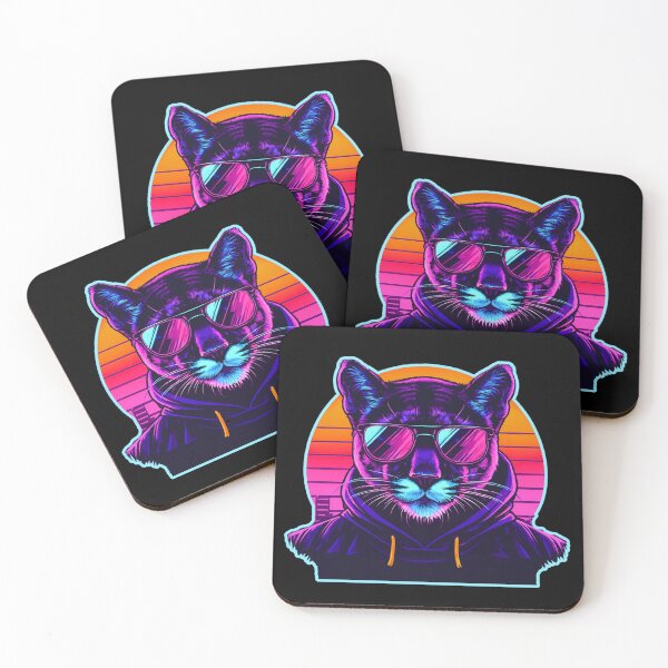 Item preview, Cyberpunk Puma Neon Synthwave Art – Miami Nights Animal Design designed and sold by GreennieArt.