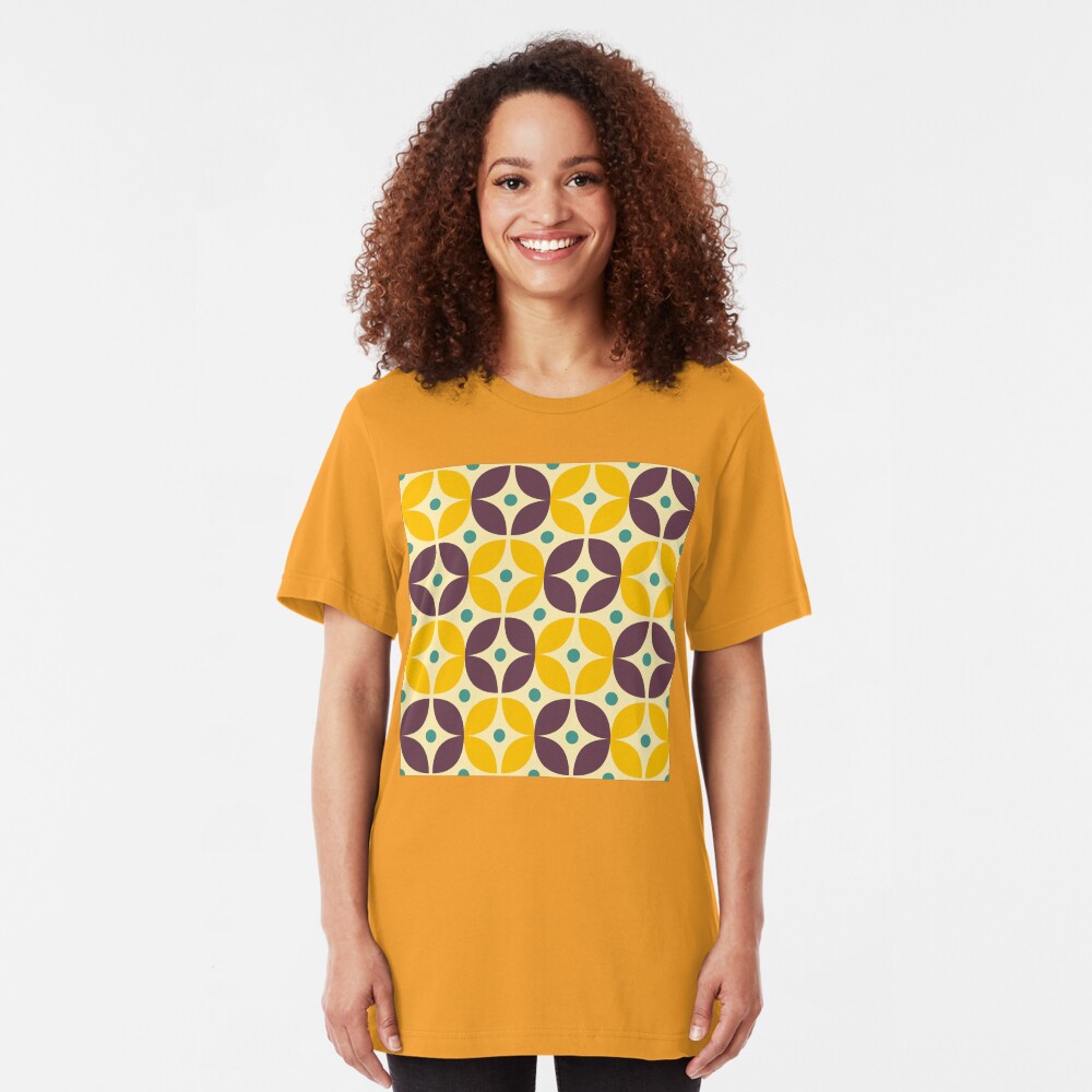 Geometric Pattern: Stylised Flower: Veronica Slim Fit T-Shirt