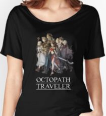 Octopath Traveler® - Travelers & Logo (White) Women's Relaxed Fit T-Shirt