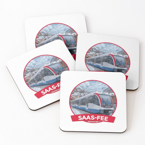 Item preview, Saas-Fee Switzerland Alpine Train Red White Swiss Mountains Railway Sticker designed and sold by Blurbean.