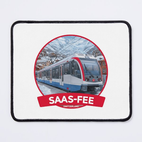 Item preview, Saas-Fee Switzerland Alpine Train Red White Swiss Mountains Railway Sticker designed and sold by Blurbean.