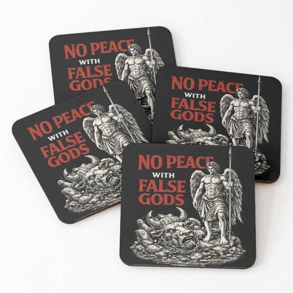 Item preview, No Peace with False Gods - Archangel Michael Christian Spiritual Warfare designed and sold by Blood Washed Apparel.