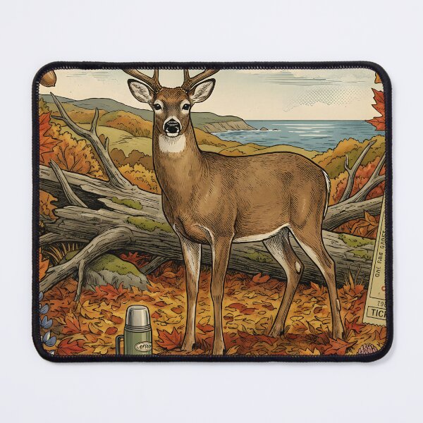 Item preview, Deer watches autumn picnic near Nova Scotia shores designed and sold by CoffeeinBloom.