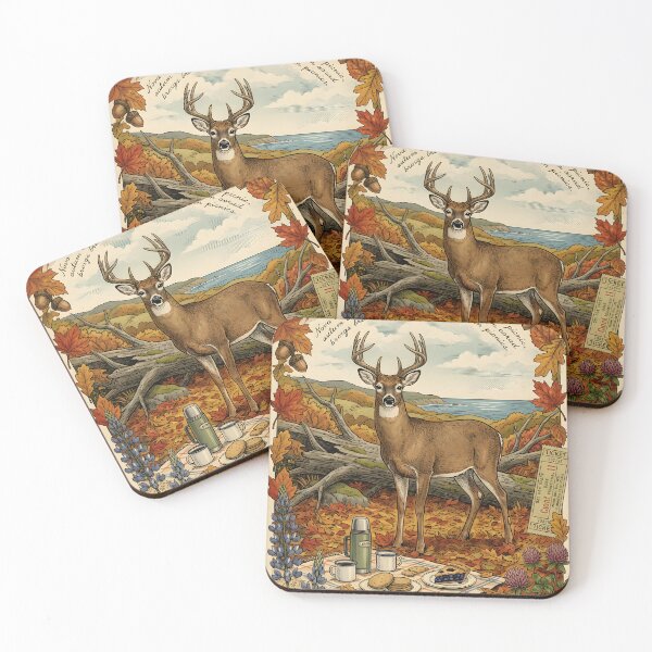 Item preview, Deer watches autumn picnic near Nova Scotia shores designed and sold by CoffeeinBloom.